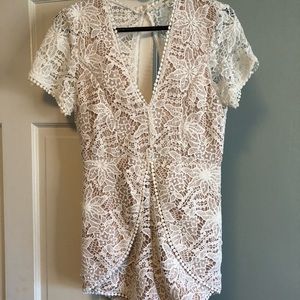 Lace romper with open back - worn once
